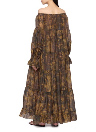 Back View - Click To Enlarge - INTO THE EAST - Acanthus Oil Paint Print Loose Tiered Dress