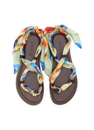 Detail View - Click To Enlarge - STRINGART - Flat Scarf Tie Vegetable Tanned Leather Sandals
