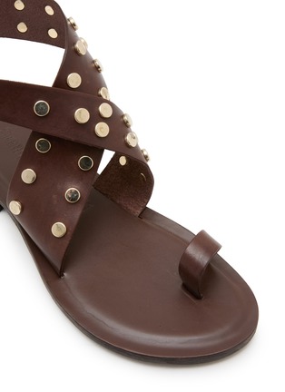 Detail View - Click To Enlarge - STRINGART - Studded Toe Ring Leather Sandals