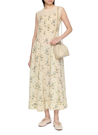 Figure View - Click To Enlarge - DÔEN - Liliane Lace Trim Cotton Maxi Dress