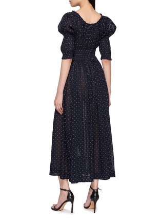 Back View - Click To Enlarge - DÔEN - Ischia Smocked Puff Sleeve Cotton Dress