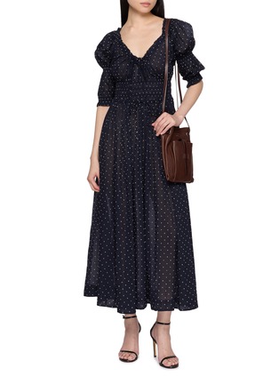 Figure View - Click To Enlarge - DÔEN - Ischia Smocked Puff Sleeve Cotton Dress