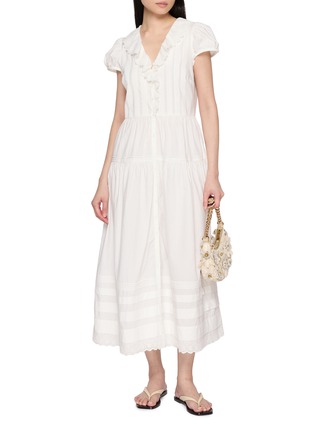 Figure View - Click To Enlarge - DÔEN - Eliette Ruffle Trim Cotton Poplin Dress