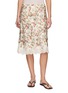 DÔEN Elowette Floral Lace Hem Silk Satin Midi Skirt