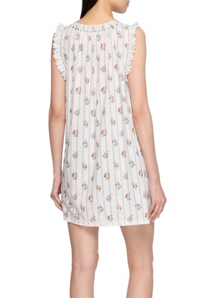 Back View - Click To Enlarge - DÔEN - Nessie Ribbon Neck Cotton Mini Dress