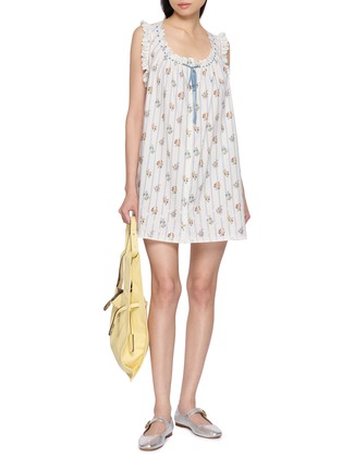 Figure View - Click To Enlarge - DÔEN - Nessie Ribbon Neck Cotton Mini Dress