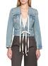 MAISON MARGIELA Raw Edge V-Neck Ribbon Tie Denim Jacket