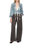 Figure View - Click To Enlarge - MAISON MARGIELA - Raw Edge V-Neck Ribbon Tie Denim Jacket