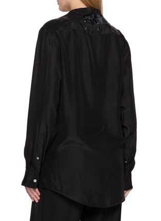 Back View - Click To Enlarge - MAISON MARGIELA - Tape Collar Long Sleeve Silk Shirt