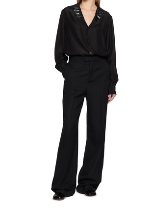 Figure View - Click To Enlarge - MAISON MARGIELA - Tape Collar Long Sleeve Silk Shirt