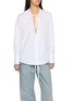 MAISON MARGIELA Plunging Tie Neck Cotton Shirt
