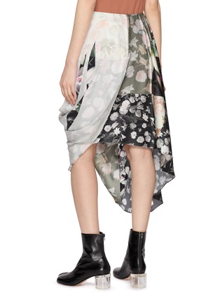 Back View - Click To Enlarge - MAISON MARGIELA - Asymmetrical Draped Patchwork Silk Long Skirt