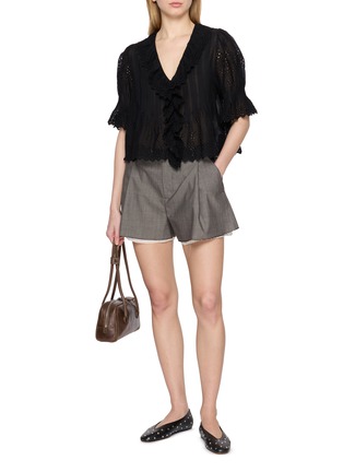 Figure View - Click To Enlarge - DÔEN - Henri Ruffle Trim Organic Cotton Top