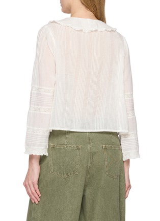 Back View - Click To Enlarge - DÔEN - Hugette Long Sleeve Ruffled Lace Trim Top