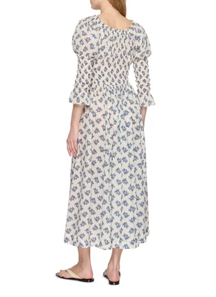 Back View - Click To Enlarge - DÔEN - Kaira Floral Puff Sleeve Midi Dress