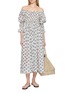Figure View - Click To Enlarge - DÔEN - Kaira Floral Puff Sleeve Midi Dress