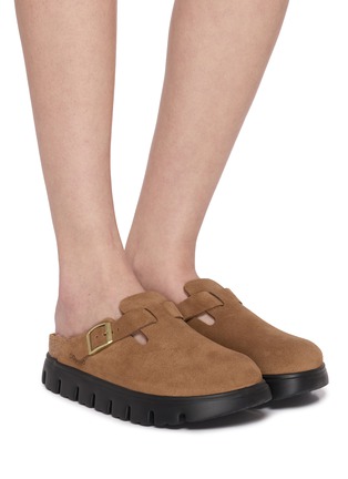 Figure View - Click To Enlarge - BIRKENSTOCK - Boston Chunky LEVE Suede Clogs