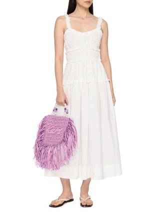 Figure View - Click To Enlarge - DÔEN - Marianne Ruffle Strap Cotton Midi Dress