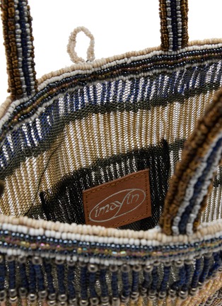 Detail View - Click To Enlarge - IMAYIN - Monstera Beaded Cotton Carryall Bag