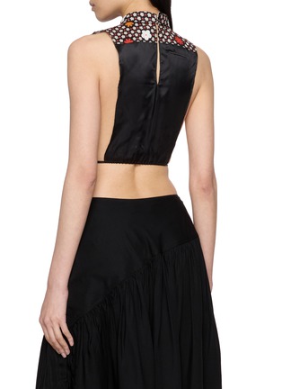 Back View - Click To Enlarge - MM6 MAISON MARGIELA - Sleeveless Floral Print Draped Open Back Top
