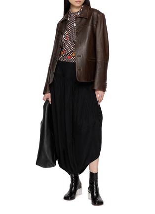 Figure View - Click To Enlarge - MM6 MAISON MARGIELA - Sleeveless Floral Print Draped Open Back Top