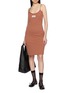 Figure View - Click To Enlarge - MM6 MAISON MARGIELA - Logo Patch Cotton Jersey Slip Dress
