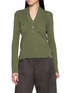 MM6 MAISON MARGIELA Trompe-l'œil Patch Pocket V-Neck Cotton Knit Top