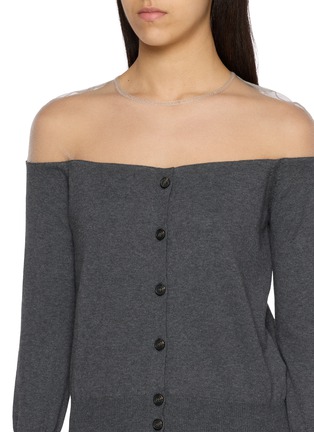  - MM6 MAISON MARGIELA - Hanging Sheer Overlay Off Shoulder Cardigan