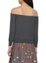 Back View - Click To Enlarge - MM6 MAISON MARGIELA - Hanging Sheer Overlay Off Shoulder Cardigan