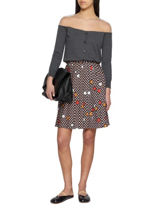 Figure View - Click To Enlarge - MM6 MAISON MARGIELA - Hanging Sheer Overlay Off Shoulder Cardigan