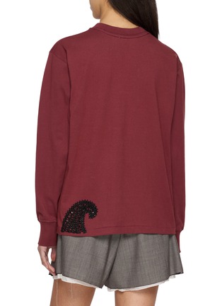 Back View - Click To Enlarge - KARTIK RESEARCH - Chikankari Long Sleeve Paisley Embroidered Cotton Jersey T-Shirt