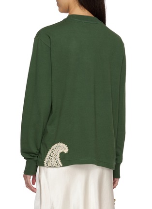 Back View - Click To Enlarge - KARTIK RESEARCH - Chikankari Long Sleeve Paisley Embroidered Cotton Jersey T-Shirt