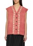 KARTIK RESEARCH Kantha Embroidered Frayed Trim Cotton Vest