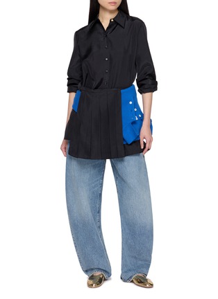 Figure View - Click To Enlarge - EENK - Pleated Layered Multi Way Silk Scarf Shirt