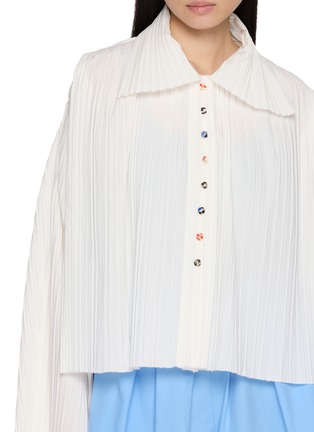  - EENK - Pleated Cape Layer Button Up Shirt