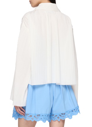 Back View - Click To Enlarge - EENK - Pleated Cape Layer Button Up Shirt