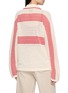 Back View - Click To Enlarge - EENK - Two Tone Openwork Stripe Knit Cardigan