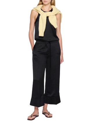 Figure View - Click To Enlarge - TOTEME - Satin Drawstring Cropped Trousers