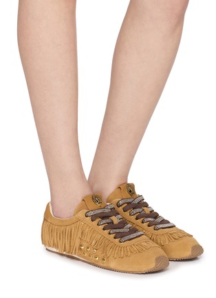 Figure View - Click To Enlarge - KURT GEIGER SHOES - Islington Fringe Suede Women's Sneaker