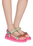 Figure View - Click To Enlarge - KURT GEIGER SHOES - Orson Jacquard Strap Sandals