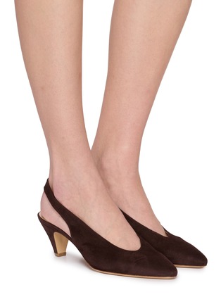 Figure View - Click To Enlarge - EQUIL - Palaia 55 Suede Slingback Pumps