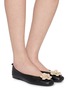 Figure View - Click To Enlarge - EQUIL - Floral Appliqué Leather Glove Flats