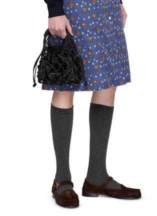Figure View - Click To Enlarge - KURT GEIGER - Small Macrame Crystal Drawstring Bag