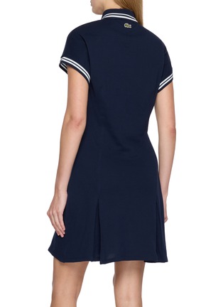 Back View - Click To Enlarge - LACOSTE SPORT - X Roland Garros Logo Embroidered Contrast Trim Polo Collar Dress