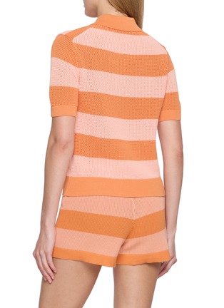 Back View - Click To Enlarge - LACOSTE SPORT - Striped Cotton Polo Top