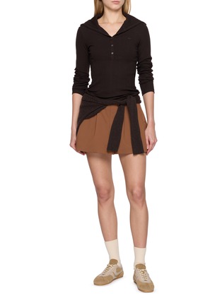 Figure View - Click To Enlarge - LACOSTE SPORT - Hooded Long Sleeve Rib Knit Top