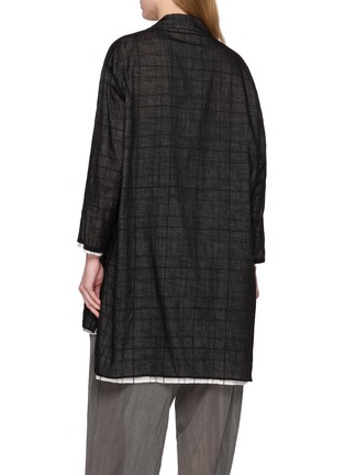 Back View - Click To Enlarge - Y'S - Sheer Layered Chequered 3/4 Sleeve Coat