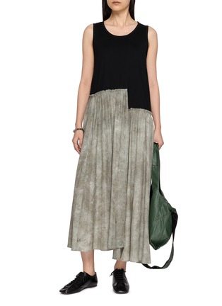 Figure View - Click To Enlarge - Y'S - Sleeveless Asymmetric Gathered Combination Dress