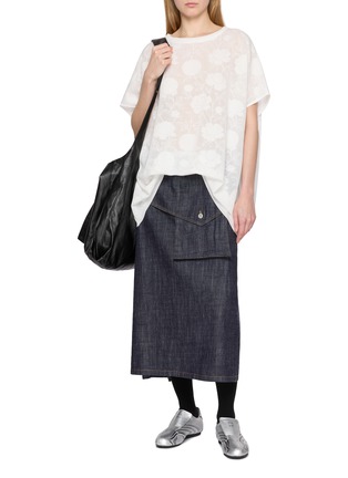 Figure View - Click To Enlarge - Y'S - Floral Pattern Cotton Blend Knit Top