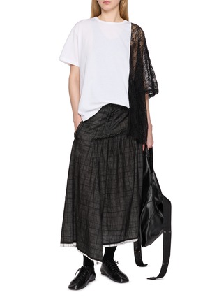 Figure View - Click To Enlarge - Y'S - Lace Panel Cotton Linen T-Shirt